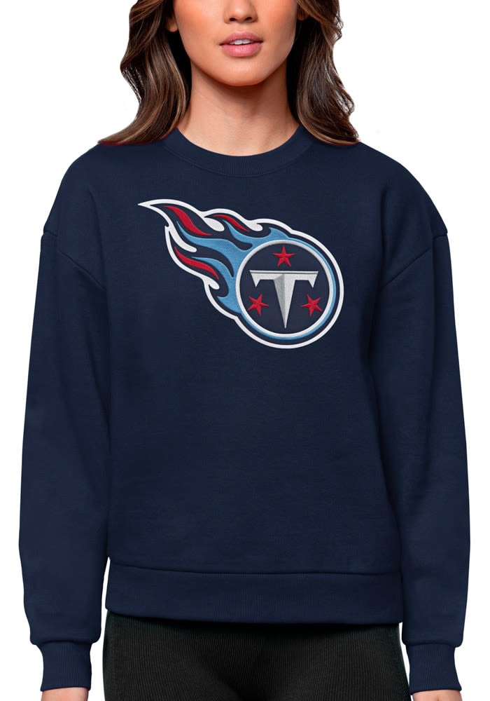 Antigua Tennessee Titans Navy Blue Reward Long Sleeve Crew Sweatshirt, Navy Blue, 55% Cotton / 45% POLYESTER, Size XL, Rally House