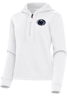 Womens Penn State Nittany Lions White Antigua Contemporary Qtr Zip