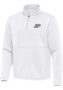 Mens Purdue Boilermakers White Antigua Twist Qtr Zip Pullover