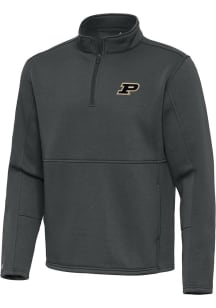 Mens Purdue Boilermakers Grey Antigua Twist Qtr Zip Pullover