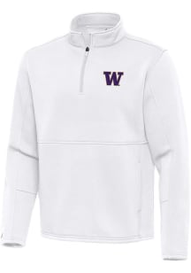 Mens Washington Huskies White Antigua Twist Qtr Zip Pullover