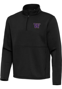 Mens Washington Huskies Black Antigua Twist Qtr Zip Pullover