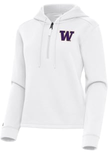 Womens Washington Huskies White Antigua Contemporary Qtr Zip