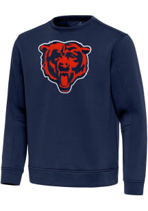 Antigua Chicago Bears Mens Navy Blue Full Front Alternate Relevant Long Sleeve Crew Sweatshirt