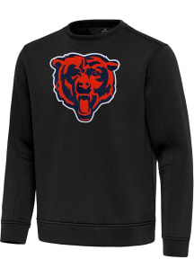 Antigua Chicago Bears Mens Black Full Front Alternate Relevant Long Sleeve Crew Sweatshirt