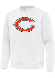 Antigua Chicago Bears Mens White Full Front Relevant Long Sleeve Crew Sweatshirt