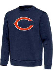 Antigua Chicago Bears Mens Navy Blue Full Front Relevant Long Sleeve Crew Sweatshirt