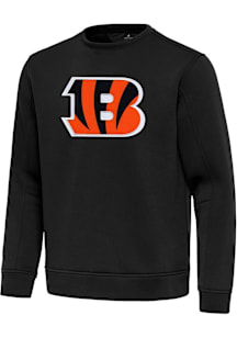 Antigua Cincinnati Bengals Mens Black Full Front Alternate Relevant Long Sleeve Crew Sweatshirt