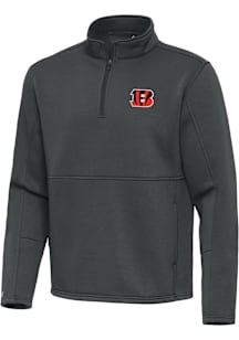 Antigua Cincinnati Bengals Mens Grey Twist Long Sleeve Qtr Zip Pullover