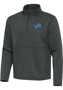 Antigua Detroit Lions Mens Grey Twist Long Sleeve Qtr Zip Pullover