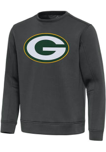 Antigua Green Bay Packers Mens Grey Full Front Relevant Long Sleeve Crew Sweatshirt