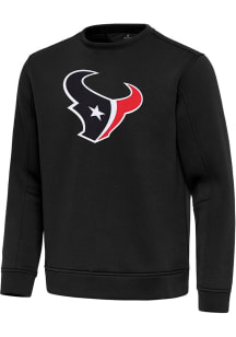 Antigua Houston Texans Mens Black Full Front Relevant Long Sleeve Crew Sweatshirt