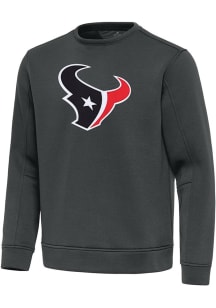 Antigua Houston Texans Mens Grey Full Front Relevant Long Sleeve Crew Sweatshirt