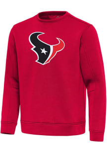 Antigua Houston Texans Mens Red Full Front Relevant Long Sleeve Crew Sweatshirt