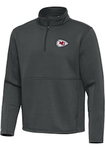 Antigua Kansas City Chiefs Mens Grey Twist Long Sleeve Qtr Zip Pullover