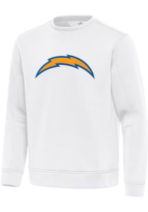 Antigua Los Angeles Chargers Mens White Full Front Relevant Long Sleeve Crew Sweatshirt