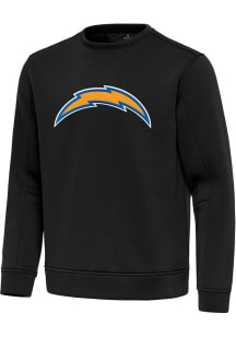 Antigua Los Angeles Chargers Mens Black Full Front Relevant Long Sleeve Crew Sweatshirt
