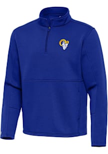 Antigua Los Angeles Rams Mens Blue Twist Long Sleeve Qtr Zip Pullover