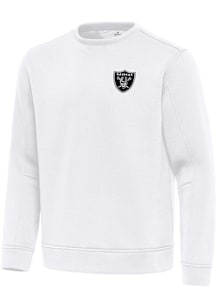 Antigua Las Vegas Raiders Mens White Relevant Long Sleeve Crew Sweatshirt