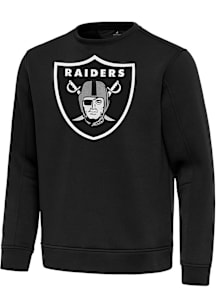 Antigua Las Vegas Raiders Mens Black Full Front Relevant Long Sleeve Crew Sweatshirt
