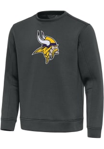 Antigua Minnesota Vikings Mens Grey Full Front Relevant Long Sleeve Crew Sweatshirt