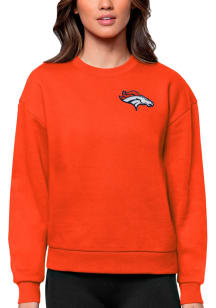 Antigua Denver Broncos Womens Orange Victory Crew Sweatshirt
