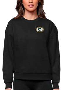 Antigua Green Bay Packers Womens Black Victory Crew Sweatshirt