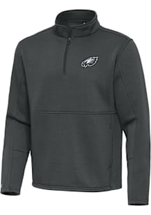 Antigua Philadelphia Eagles Mens Grey Twist Long Sleeve Qtr Zip Pullover