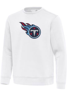 Antigua Tennessee Titans Mens White Full Front Relevant Long Sleeve Crew Sweatshirt