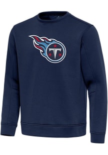 Antigua Tennessee Titans Mens Navy Blue Full Front Relevant Long Sleeve Crew Sweatshirt