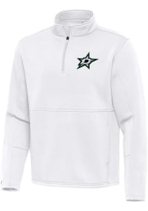 Antigua Dallas Stars Mens White Twist Long Sleeve Qtr Zip Pullover