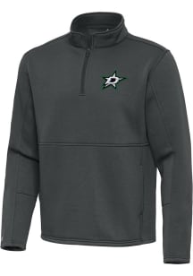 Antigua Dallas Stars Mens Grey Twist Long Sleeve Qtr Zip Pullover