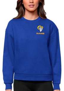 Antigua Los Angeles Rams Womens Blue Victory Crew Sweatshirt