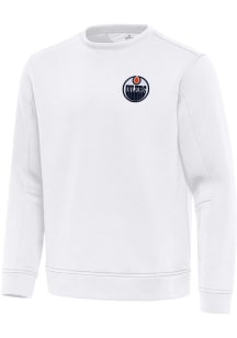 Antigua Edmonton Oilers Mens White Relevant Long Sleeve Crew Sweatshirt