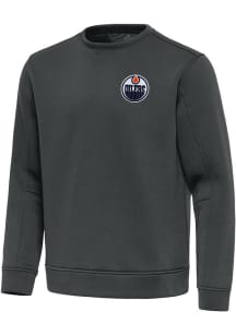 Antigua Edmonton Oilers Mens Grey Relevant Long Sleeve Crew Sweatshirt