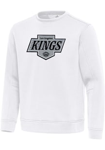 Antigua Los Angeles Kings Mens White Full FrontRelevant Long Sleeve Crew Sweatshirt