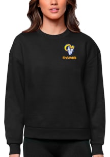 Antigua Los Angeles Rams Womens Black Victory Crew Sweatshirt