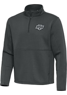 Antigua Los Angeles Kings Mens Grey Twist Long Sleeve Qtr Zip Pullover