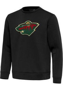 Antigua Minnesota Wild Mens  Full Front Relevant Long Sleeve Crew Sweatshirt