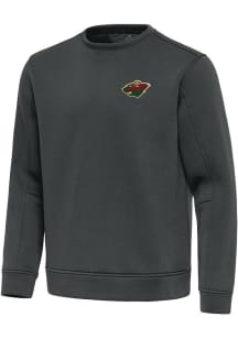 Antigua Minnesota Wild Mens Grey Relevant Long Sleeve Crew Sweatshirt