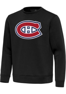 Antigua Montreal Canadiens Mens Black Full Front Relevant Long Sleeve Crew Sweatshirt