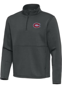 Antigua Montreal Canadiens Mens Grey Twist Long Sleeve Qtr Zip Pullover