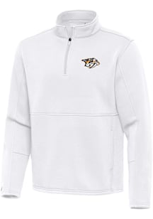 Antigua Nashville Predators Mens White Twist Long Sleeve Qtr Zip Pullover