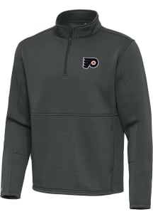 Antigua Philadelphia Flyers Mens Grey Twist Long Sleeve Qtr Zip Pullover