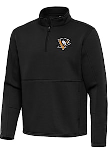 Antigua Pittsburgh Penguins Mens Black Twist Long Sleeve Qtr Zip Pullover