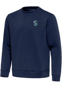 Antigua Seattle Kraken Mens Navy Blue Relevant Long Sleeve Crew Sweatshirt