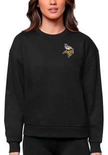 Antigua Minnesota Vikings Womens Black Victory Crew Sweatshirt