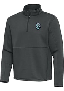 Antigua Seattle Kraken Mens Grey Twist Long Sleeve Qtr Zip Pullover