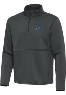 Antigua St Louis Blues Mens Grey Twist Long Sleeve Qtr Zip Pullover