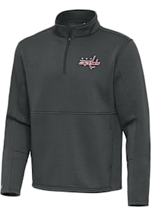 Antigua Washington Capitals Mens Grey Twist Long Sleeve Qtr Zip Pullover
